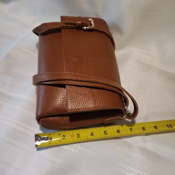 CHEVAL Firenze Italy Purse Brown Pebbled Leather Crossbody Foldover Flap Bag - Picture 14 of 16